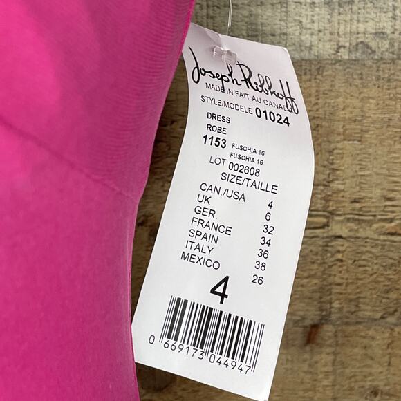 Joseph Ribkoff Sleeveless Ruffle Keyhole Neckline Dress Fuchsia Pink Size 4 NWT - Picture 4 of 10